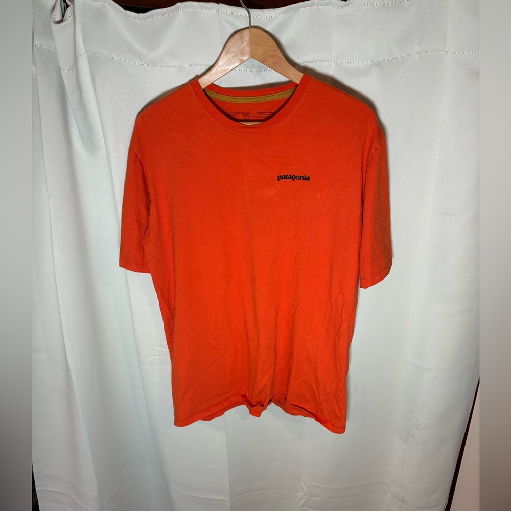 Patagonia Save Our Home Planet Mens Orange Graphic‎ Organic Cotton Tee